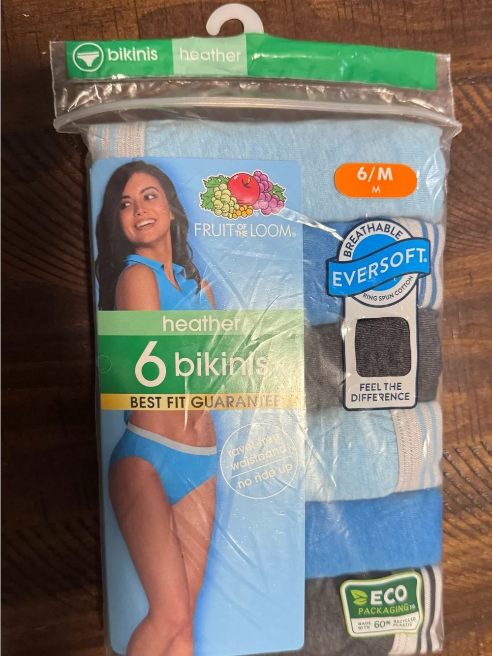 Fruit of the Loom Heather Woman’s Bikini Briefs - Light Blue & Navy Pack of 6
